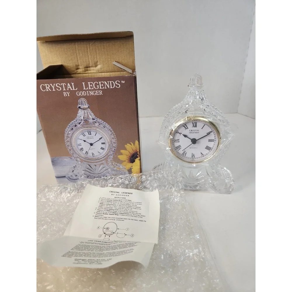 Vintage Godinger Crystal Legends Petite Gothic Clock 24% Lead Crystal Open Box